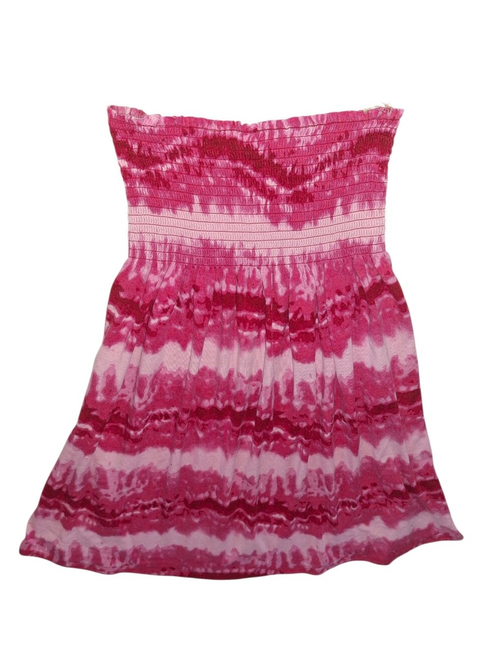Derek Heart Strapless Pink Tie-Dye Smocked Dress